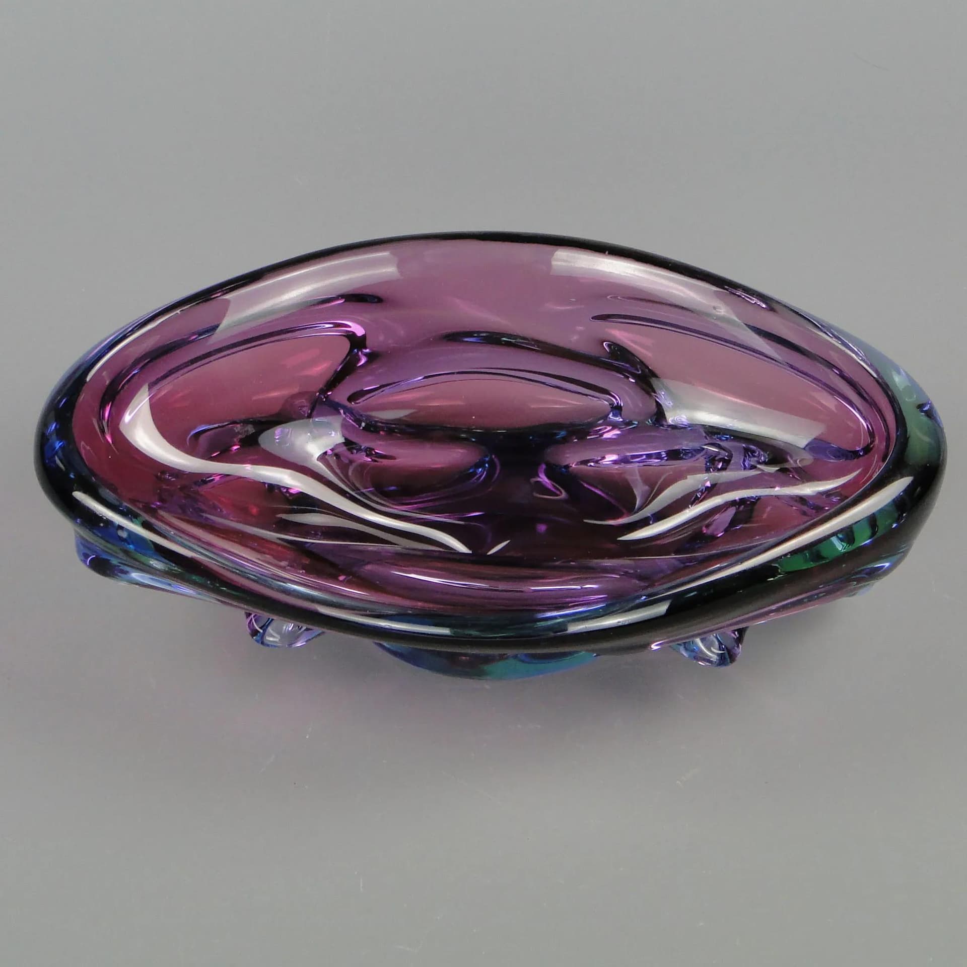 Bowl Propeller, multicolor crystal, by J. Kotik, Czechoslovakia, 1950s - 12373