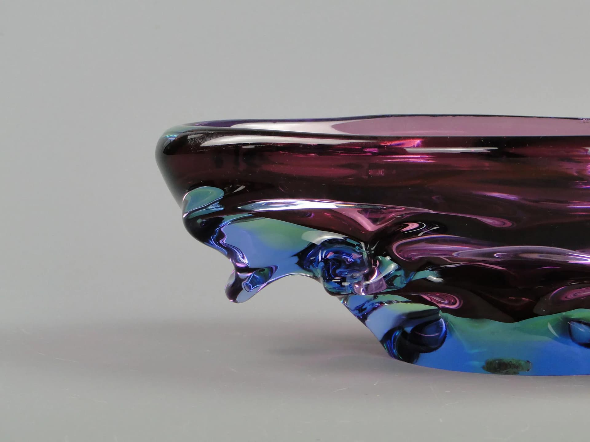 Bowl Propeller, multicolor crystal, by J. Kotik, Czechoslovakia, 1950s - 12371