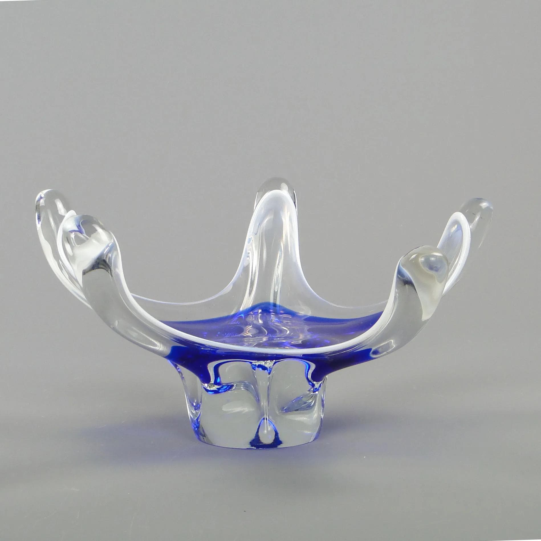 Bowl, blue, glass, by J. Hospodka, Czech Republic, 1960s. - 12368