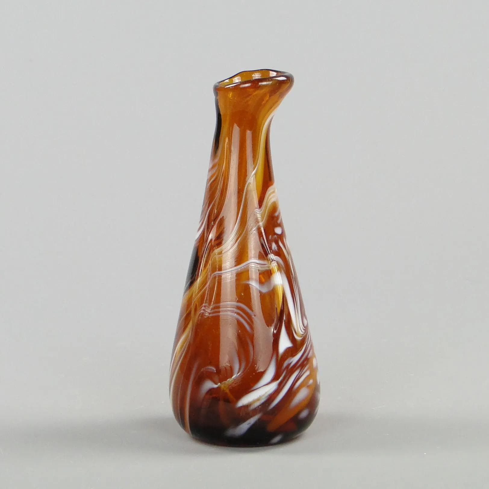 Wazon mozaikowy, szkło brązowy, proj. S. Mach, Ząbkowice, Polska, lata 70. - 12344