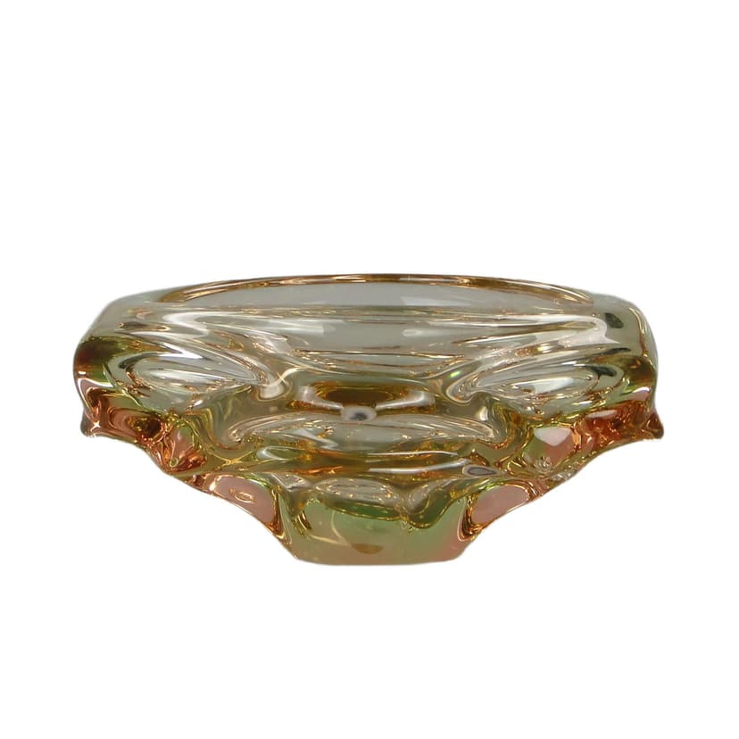 Bowl, multicolor glass, by J. Beranek, Czechoslovakia, 1960s.