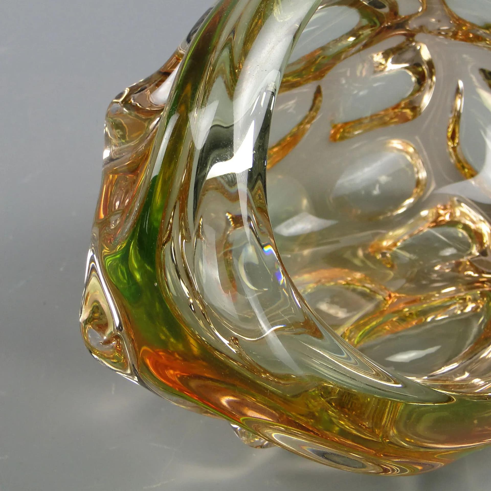 Bowl, multicolor glass, by J. Beranek, Czechoslovakia, 1960s. - 12332