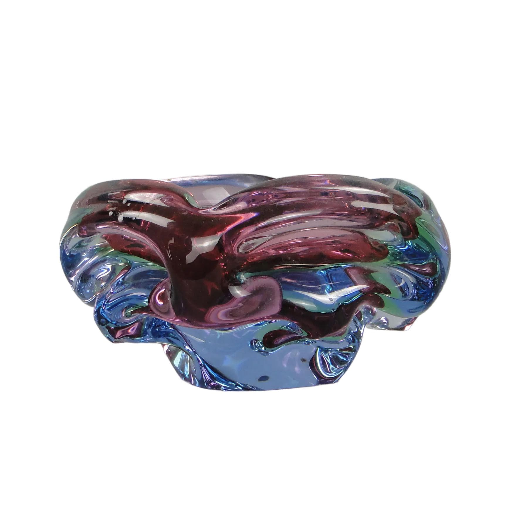 Bowl Propeller, multicolor crystal glass, by J. Kotik, Czechoslovakia, 1950s