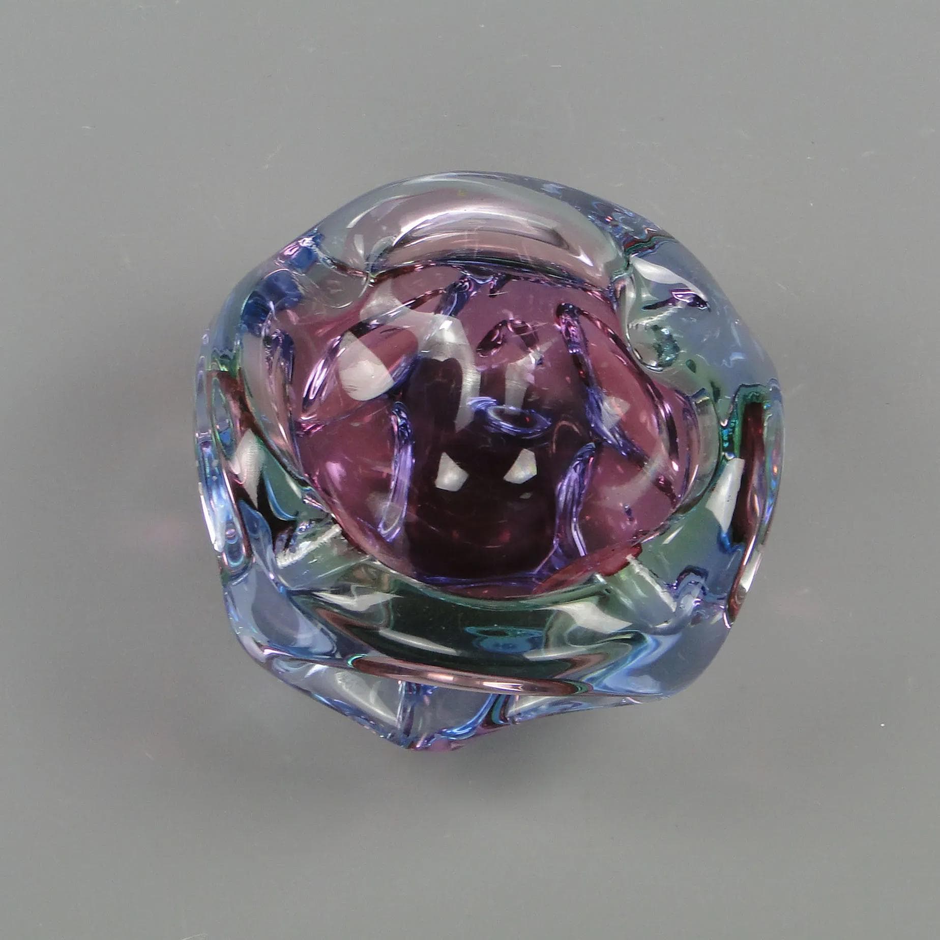 Bowl Propeller, multicolor crystal glass, by J. Kotik, Czechoslovakia, 1950s - 12324