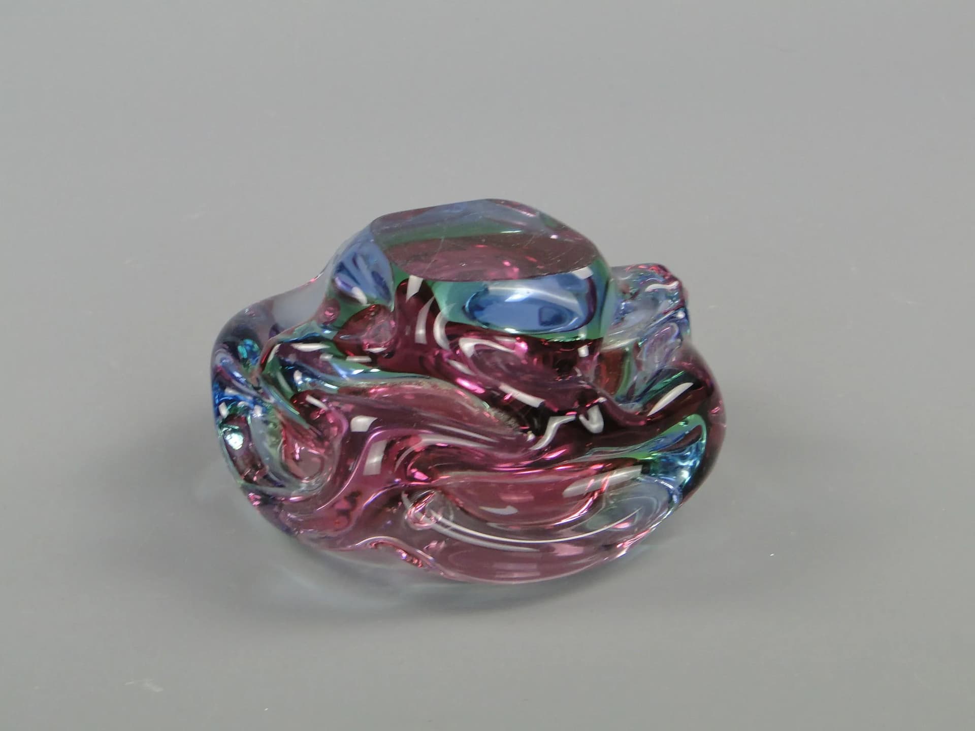 Bowl Propeller, multicolor crystal glass, by J. Kotik, Czechoslovakia, 1950s - 12325