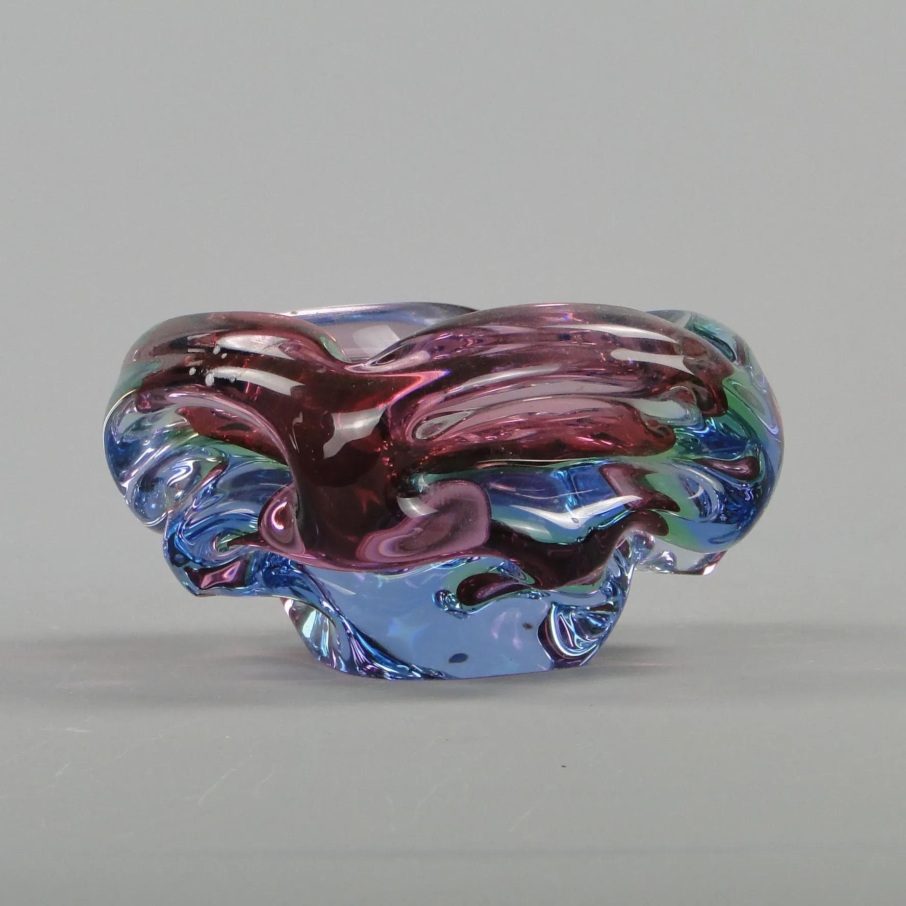 Bowl Propeller, multicolor crystal glass, by J. Kotik, Czechoslovakia, 1950s - 12322