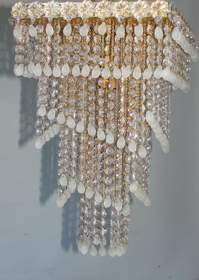 Chandelier Cascade, golden, brass, glass, 1960s. - 178484