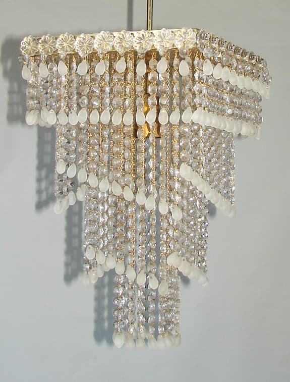 Chandelier Cascade, golden, brass, glass, 1960s. - 178483