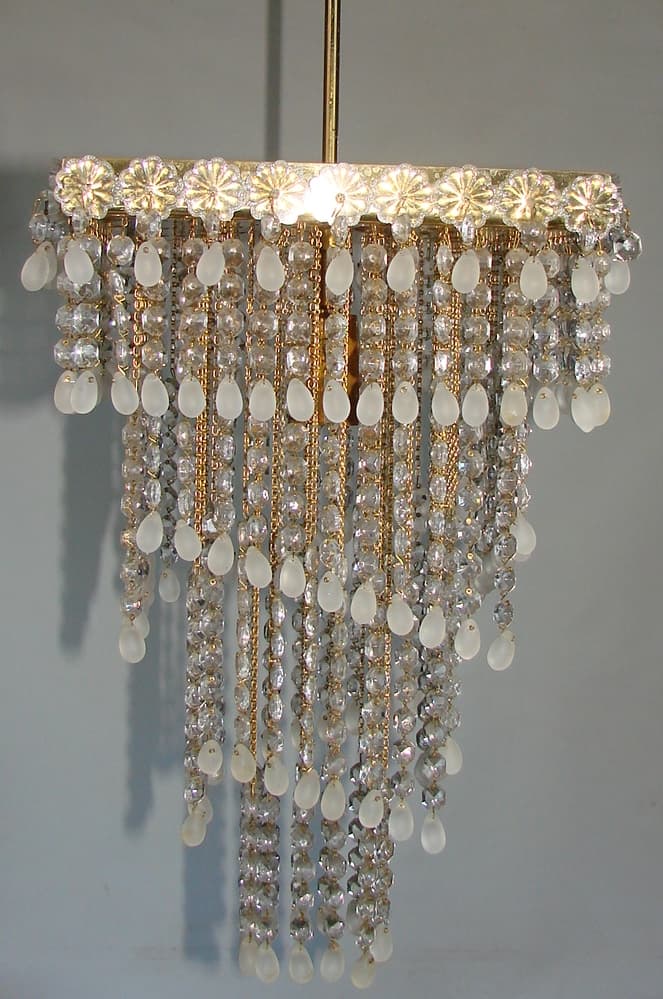 Chandelier Cascade, golden, brass, glass, 1960s. - 178480