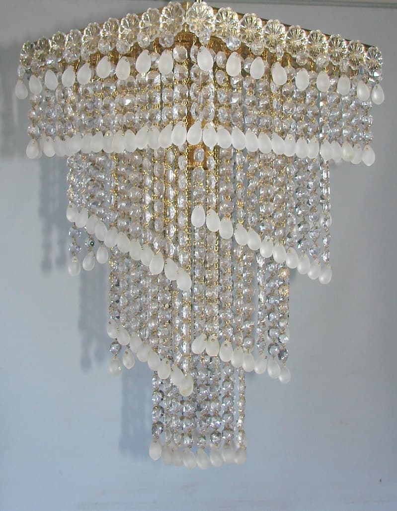 Chandelier Cascade, golden, brass, glass, 1960s. - 178488
