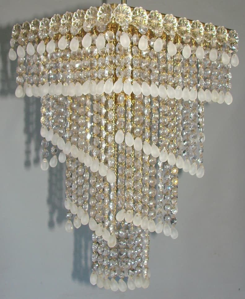 Chandelier Cascade, golden, brass, glass, 1960s. - 178487