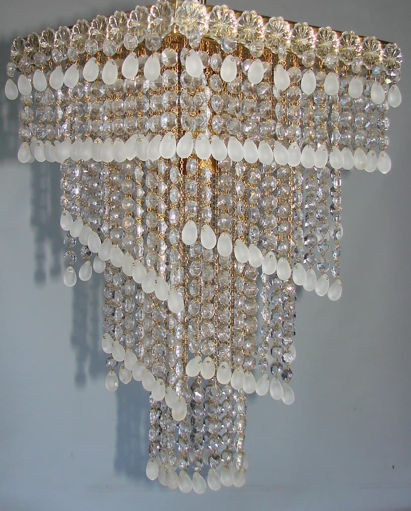 Chandelier Cascade, golden, brass, glass, 1960s. - 178485