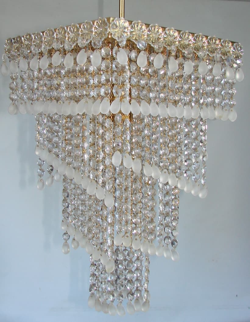 Chandelier Cascade, golden, brass, glass, 1960s. - 178486