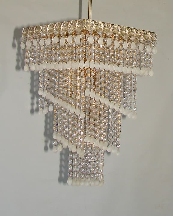 Chandelier Cascade, golden, brass, glass, 1960s. - 178490