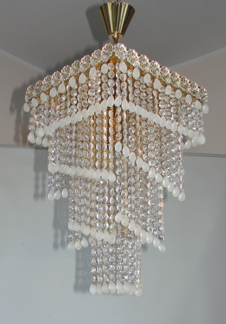Chandelier Cascade, golden, brass, glass, 1960s. - 178489