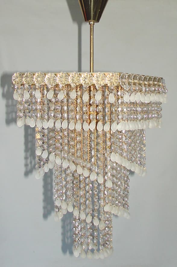 Chandelier Cascade, golden, brass, glass, 1960s. - 178482
