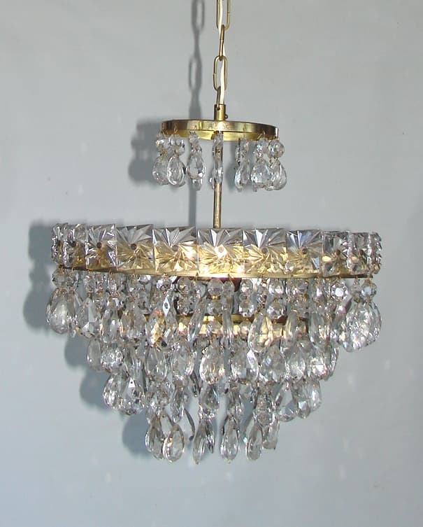 Chandelier Cascade, golden, brass glass, 1960s. - 178493