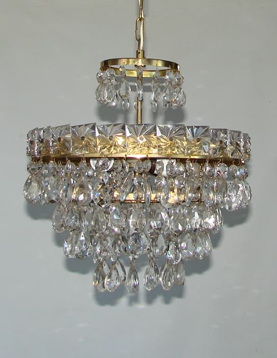 Chandelier Cascade, golden, brass glass, 1960s. - 178495