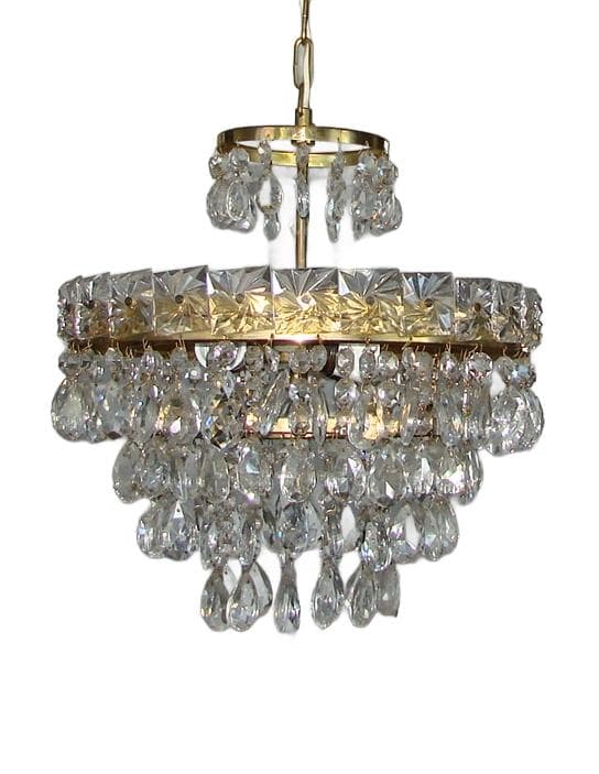 Chandelier Cascade, golden, brass glass, 1960s.
