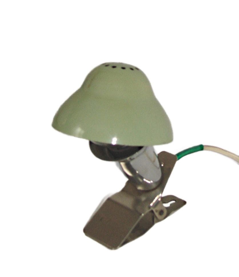 Clip-on lamp Zaos, green metal, Zaos, Poland, 1970s.
