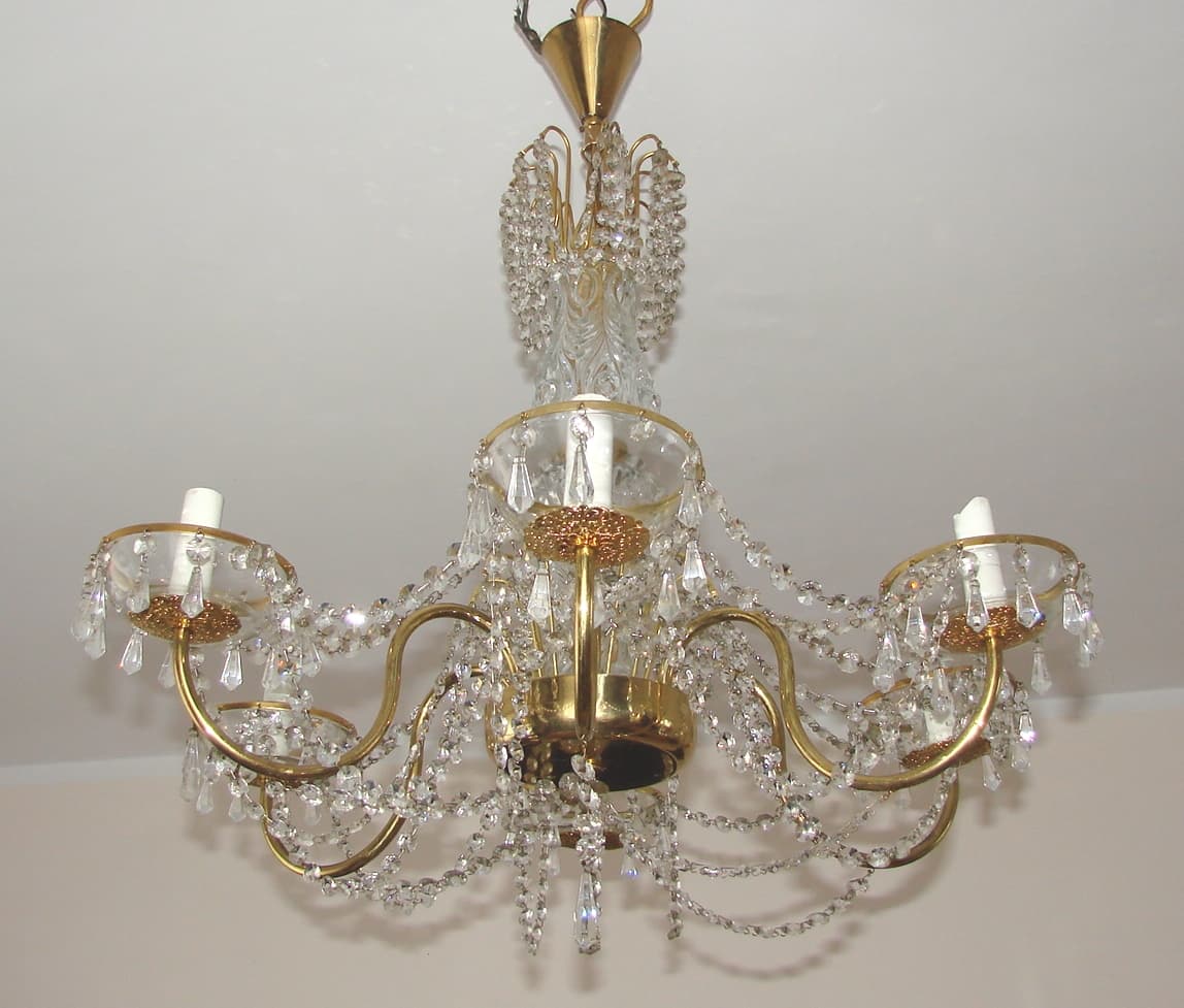 Chandelier, golden, brass glass, 1960s. - 178565