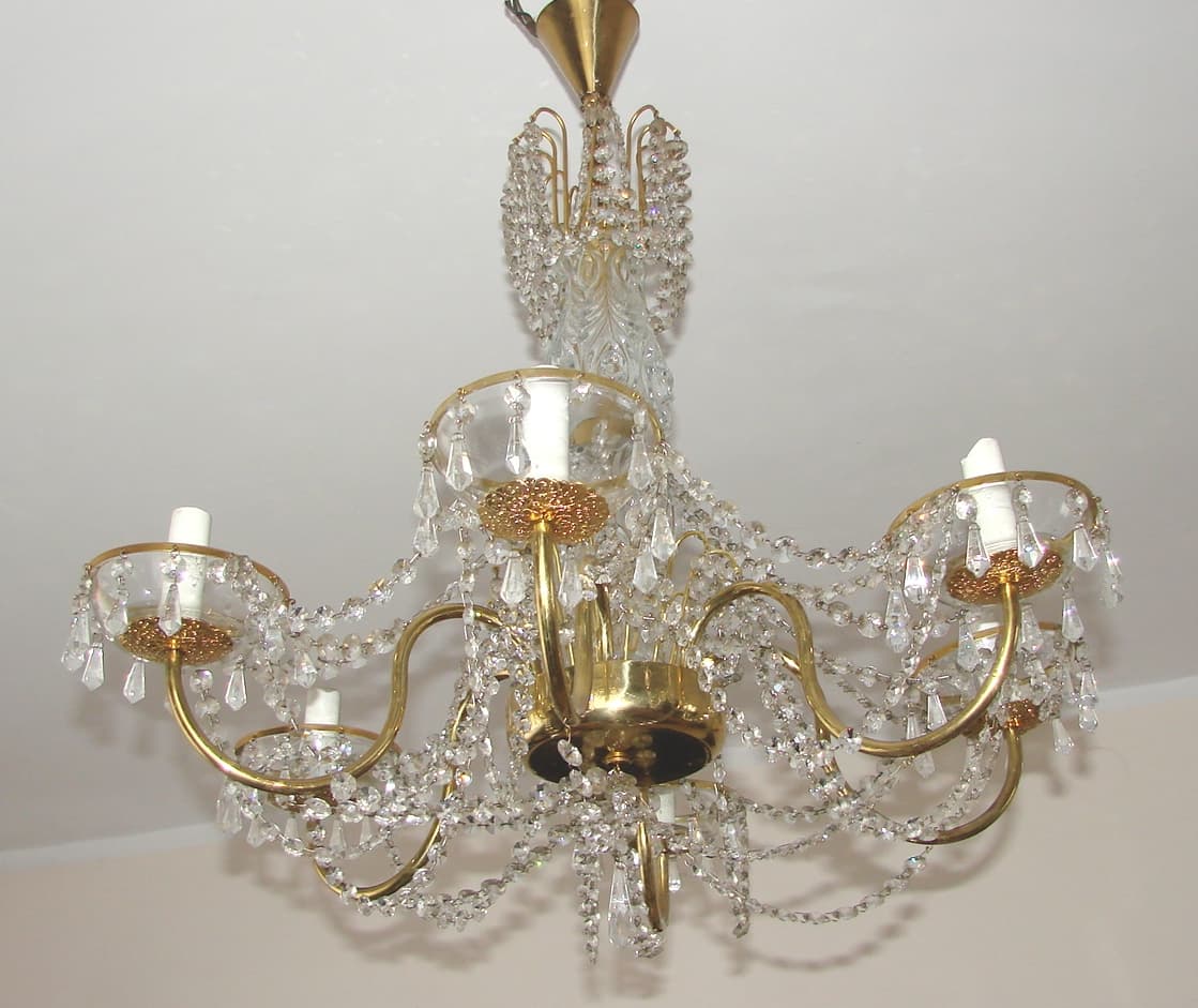 Chandelier, golden, brass glass, 1960s. - 178566