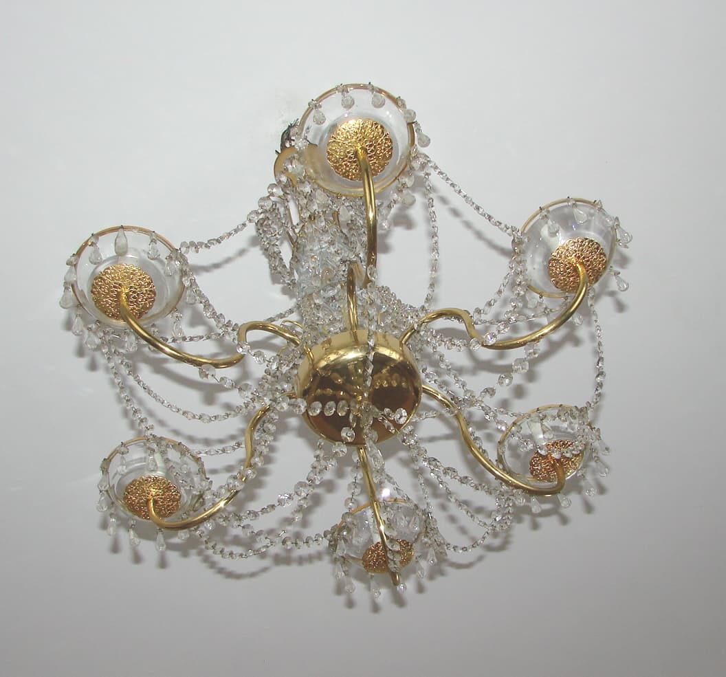 Chandelier, golden, brass glass, 1960s. - 178563