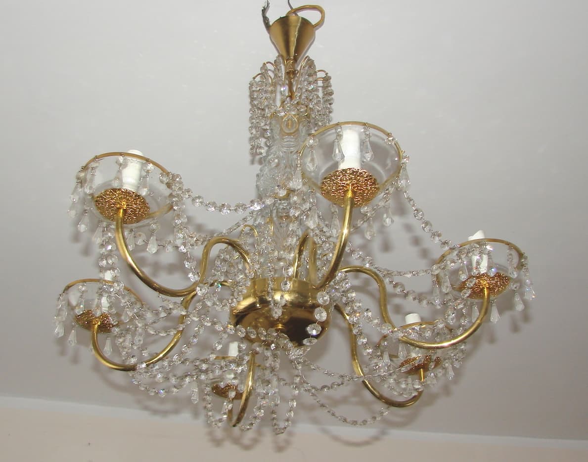 Chandelier, golden, brass glass, 1960s. - 178568