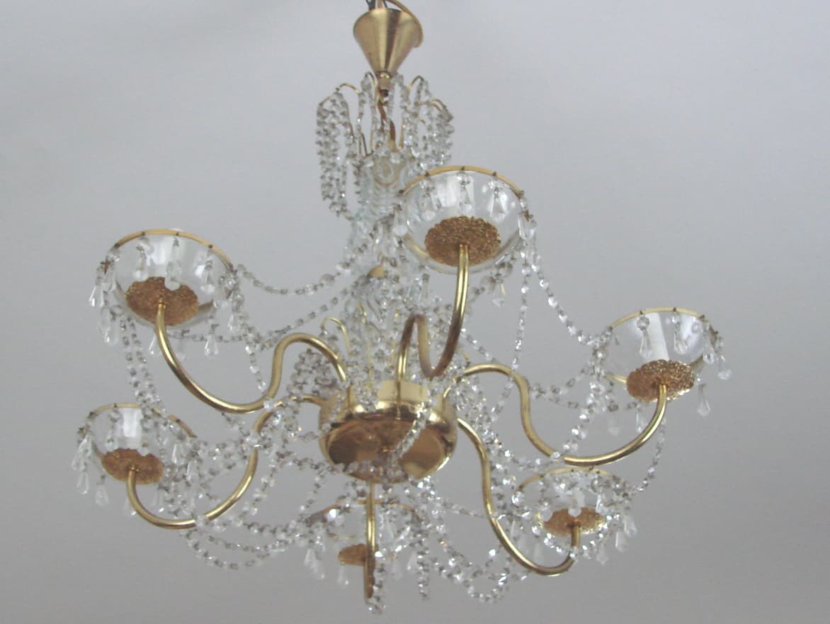 Chandelier, golden, brass glass, 1960s. - 178562