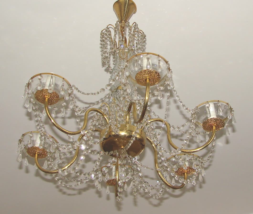 Chandelier, golden, brass glass, 1960s. - 178561