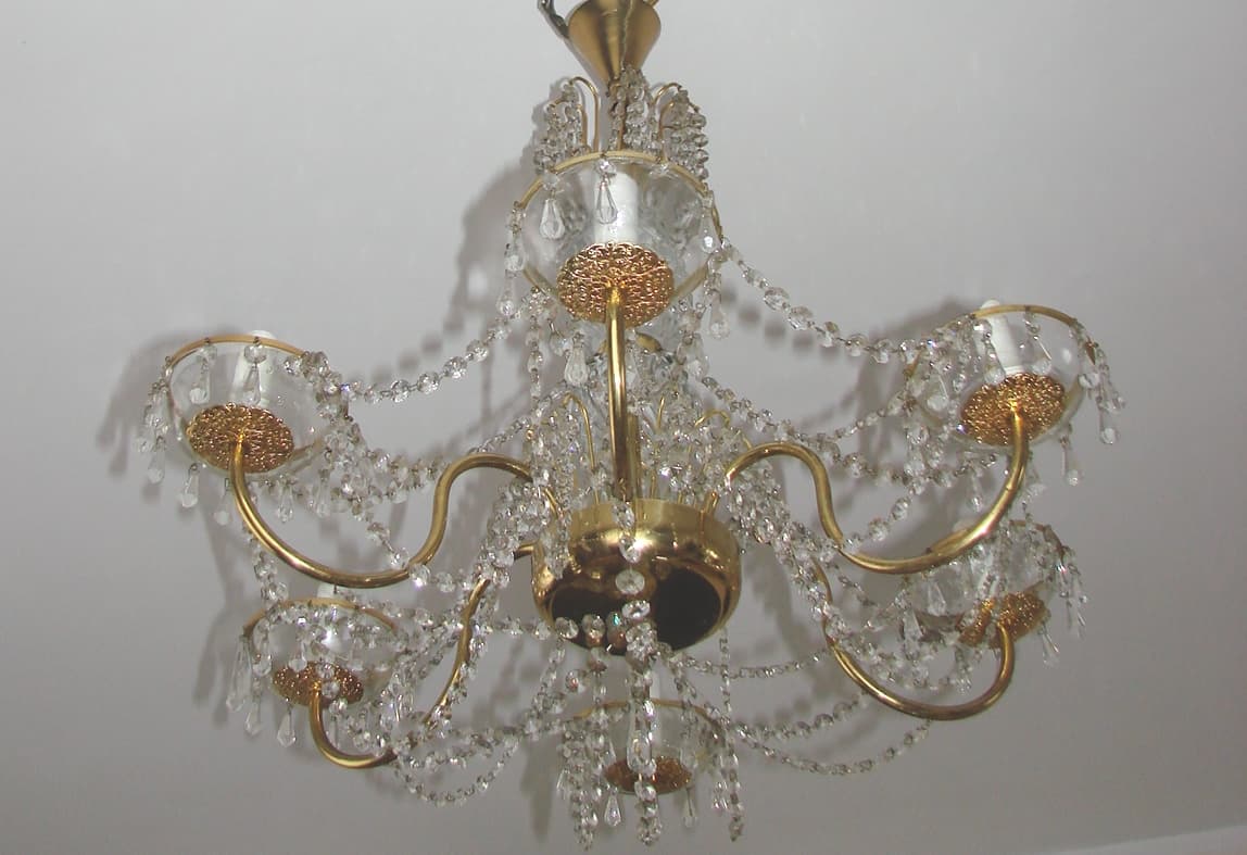 Chandelier, golden, brass glass, 1960s. - 178564