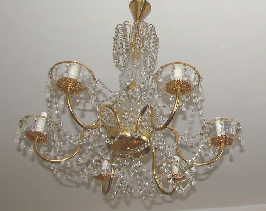 Chandelier, golden, brass glass, 1960s. - 178560