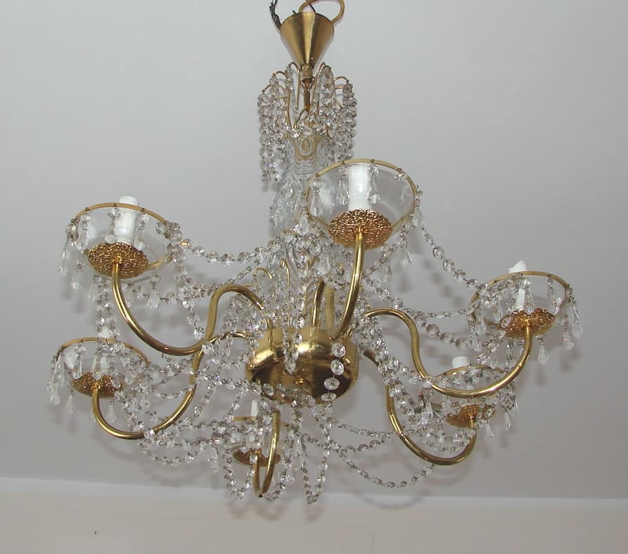 Chandelier, golden, brass glass, 1960s. - 178571