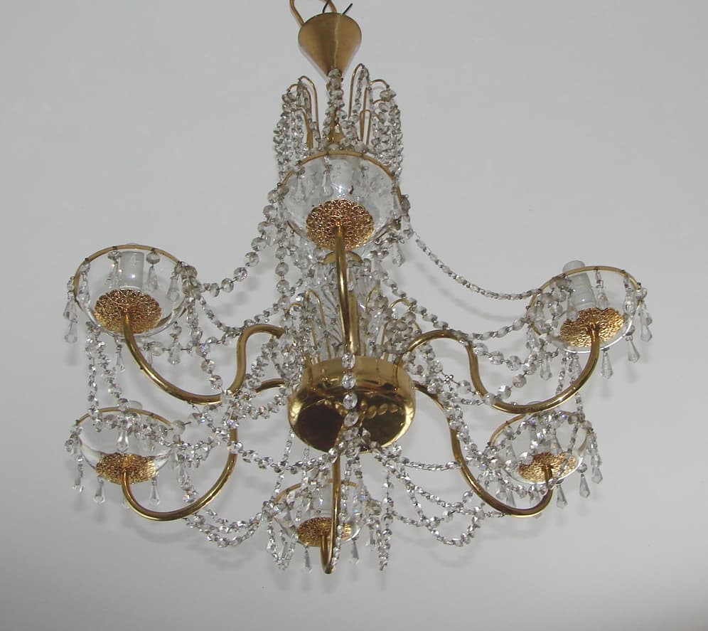 Chandelier, golden, brass glass, 1960s. - 178573