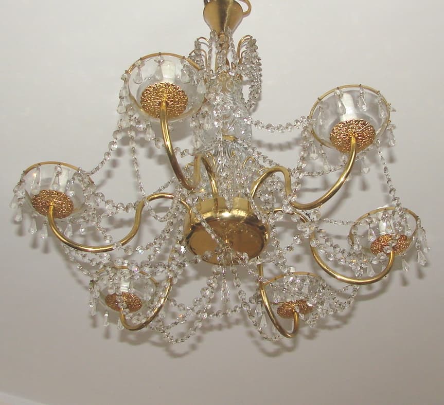 Chandelier, golden, brass glass, 1960s. - 178559