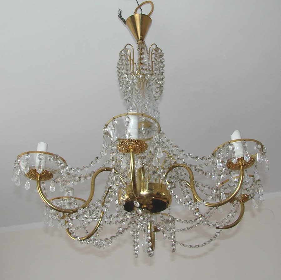 Chandelier, golden, brass glass, 1960s. - 178570