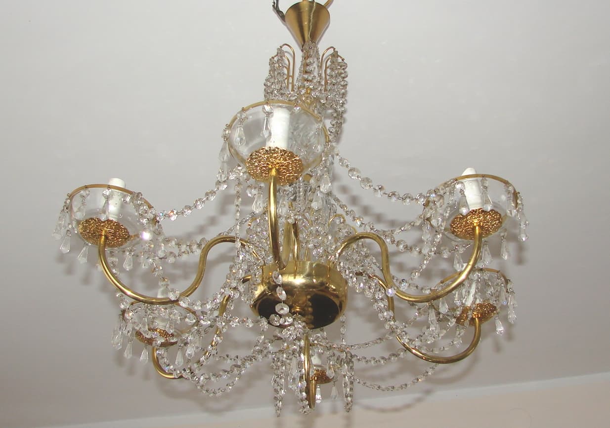 Chandelier, golden, brass glass, 1960s. - 178567