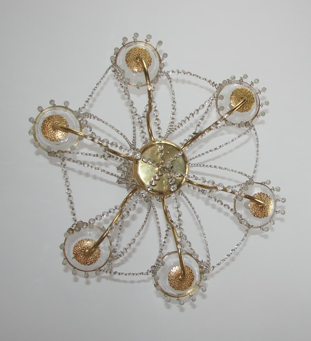 Chandelier, golden, brass glass, 1960s. - 178572