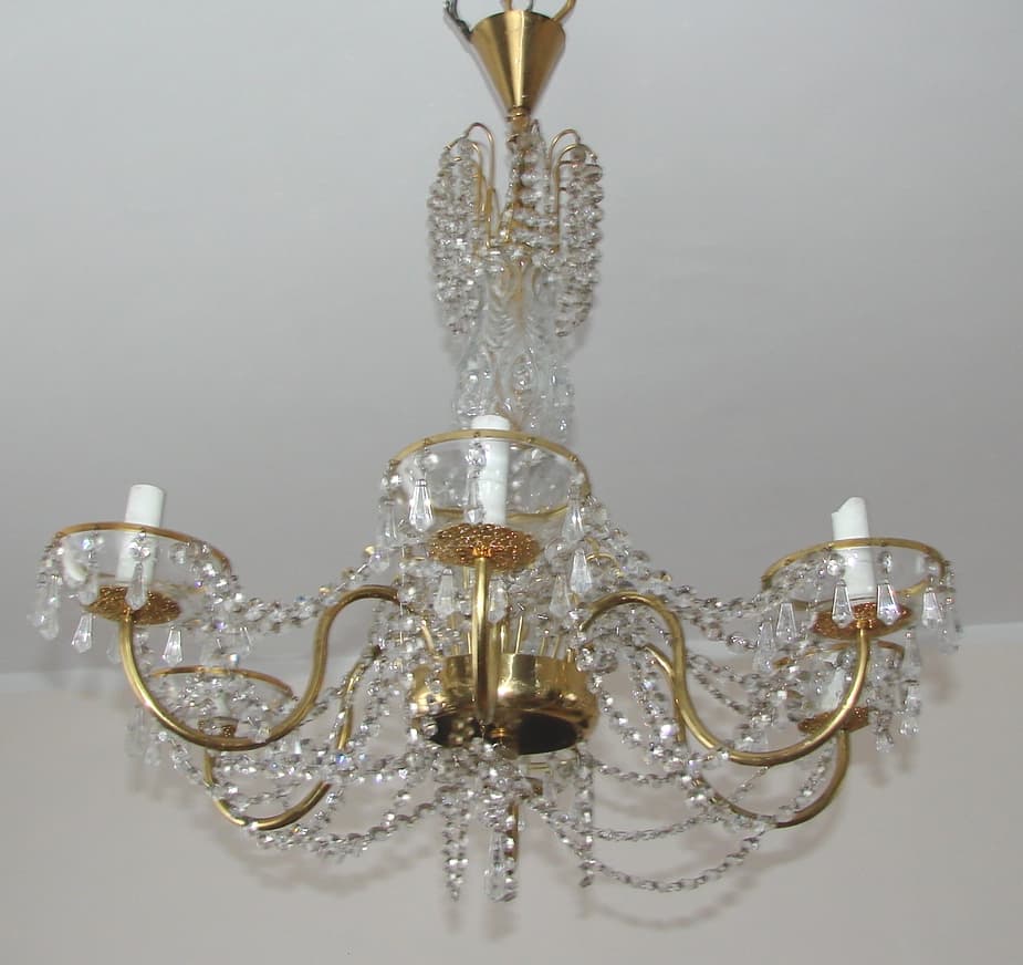 Chandelier, golden, brass glass, 1960s. - 178569