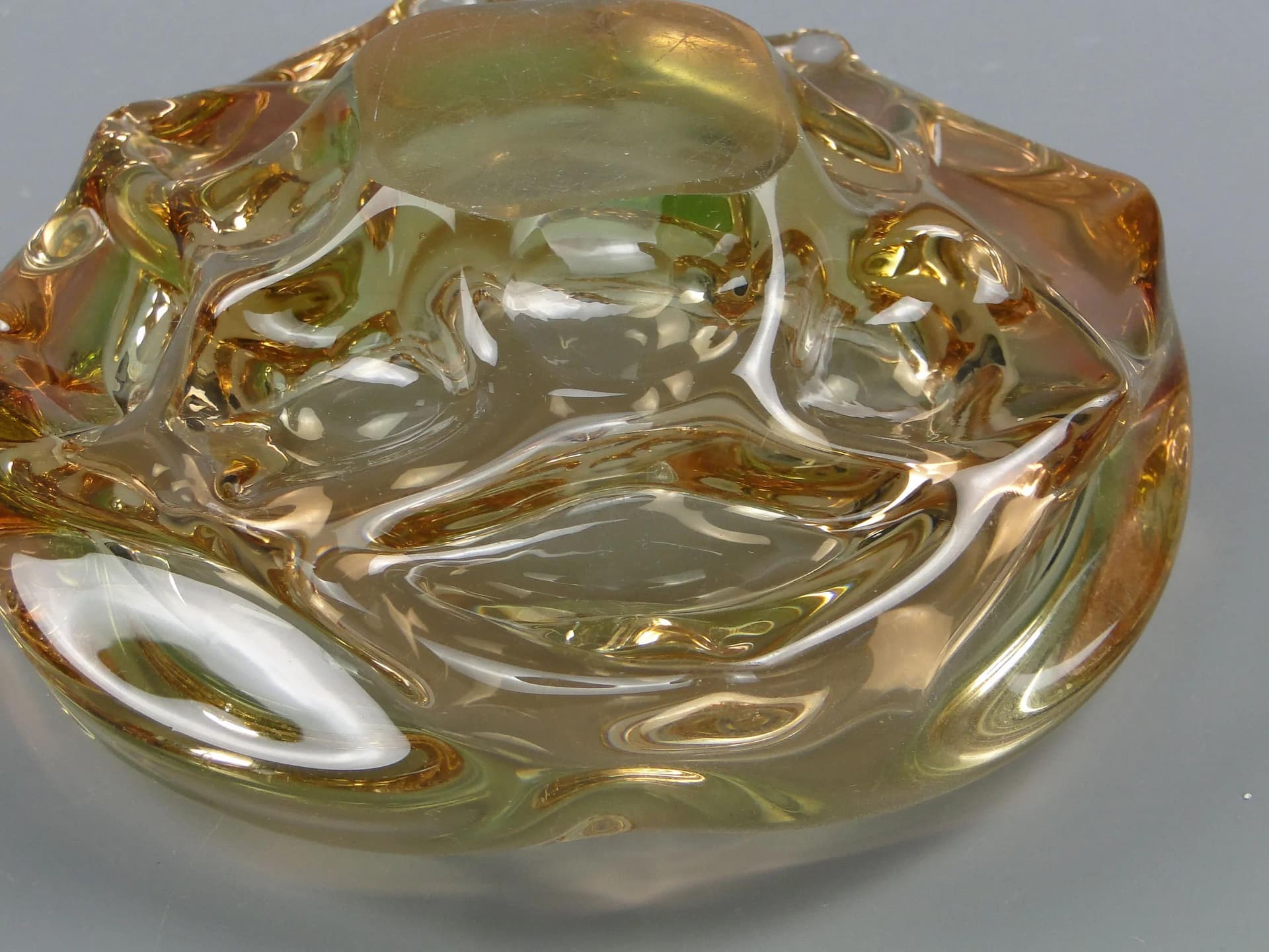 Glass bowl, multicolor, by J. Beranek, Skrdlovice, Czechoslovakia, 1960s - 12311