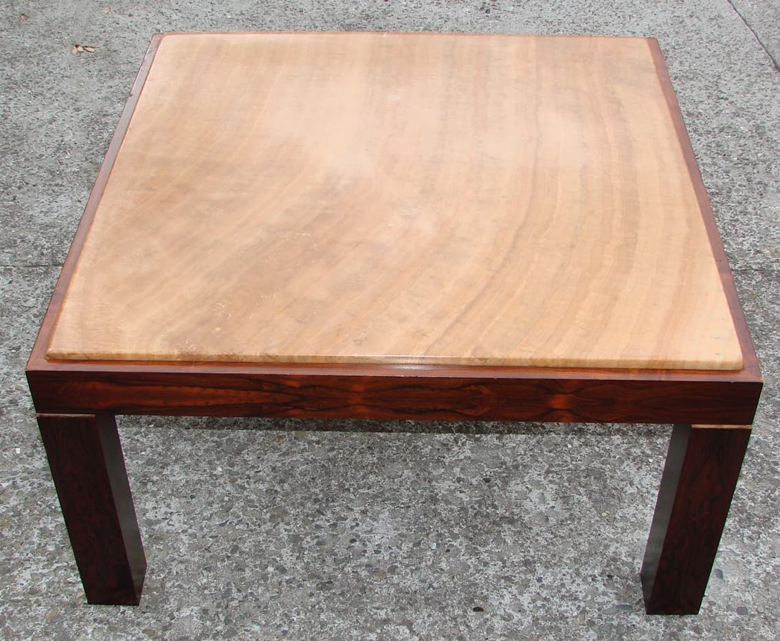 Coffee table, beige stone, rosewood, Germany, 1960s. - 178627