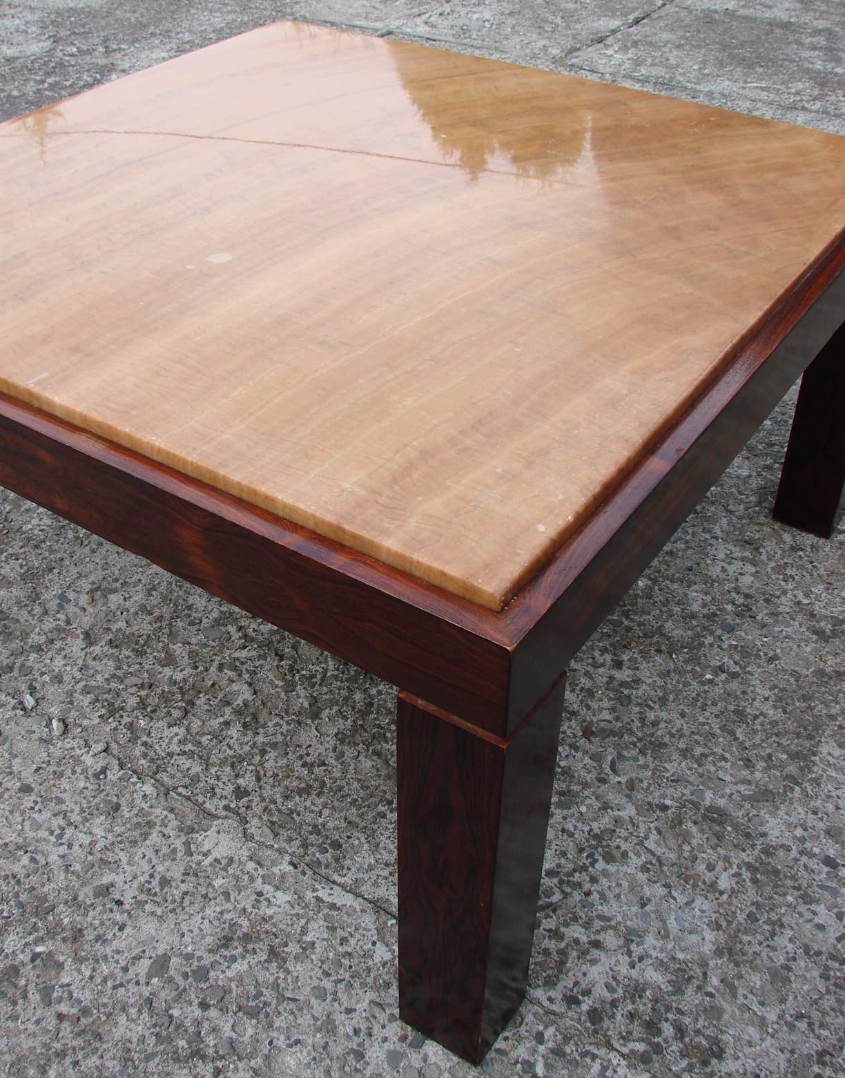 Coffee table, beige stone, rosewood, Germany, 1960s. - 178636