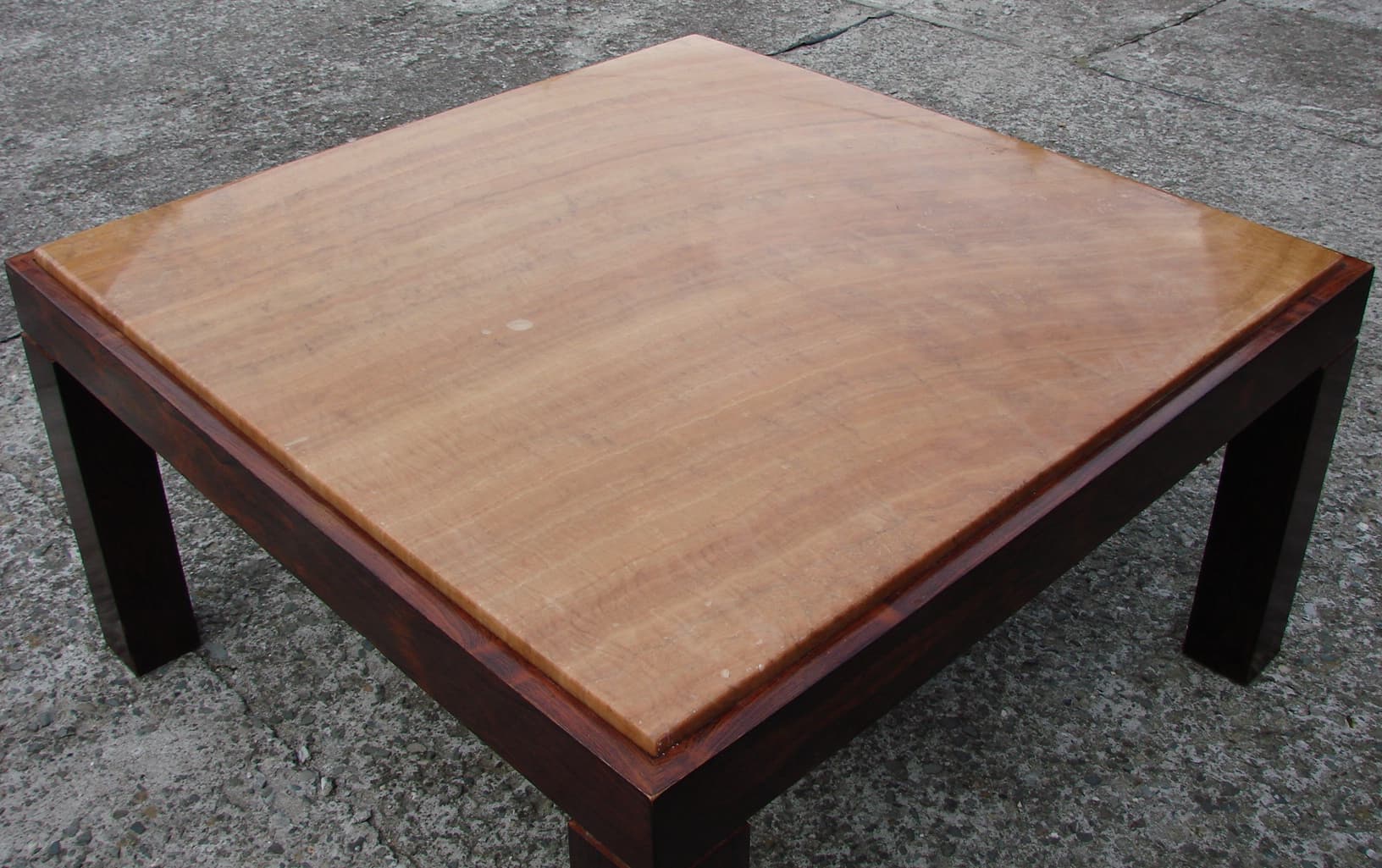 Coffee table, beige stone, rosewood, Germany, 1960s. - 178637