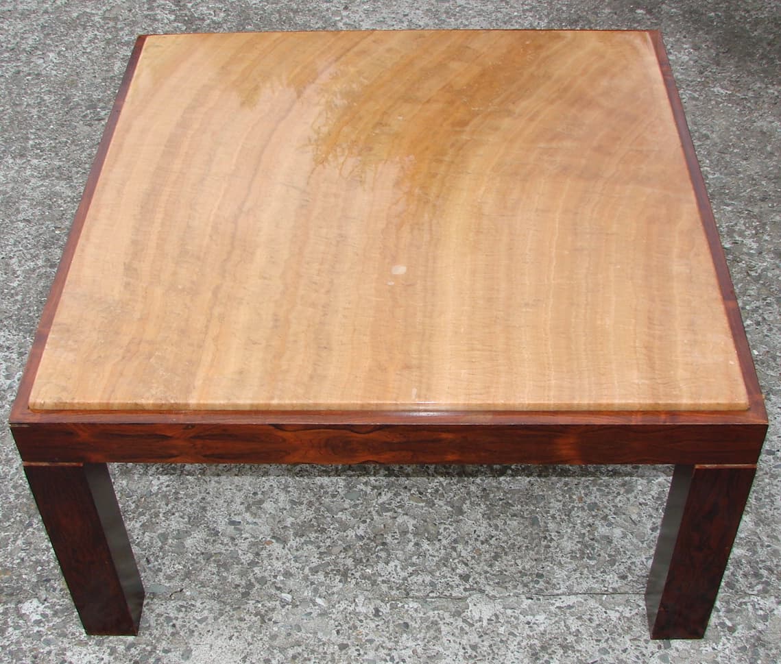 Coffee table, beige stone, rosewood, Germany, 1960s. - 178625