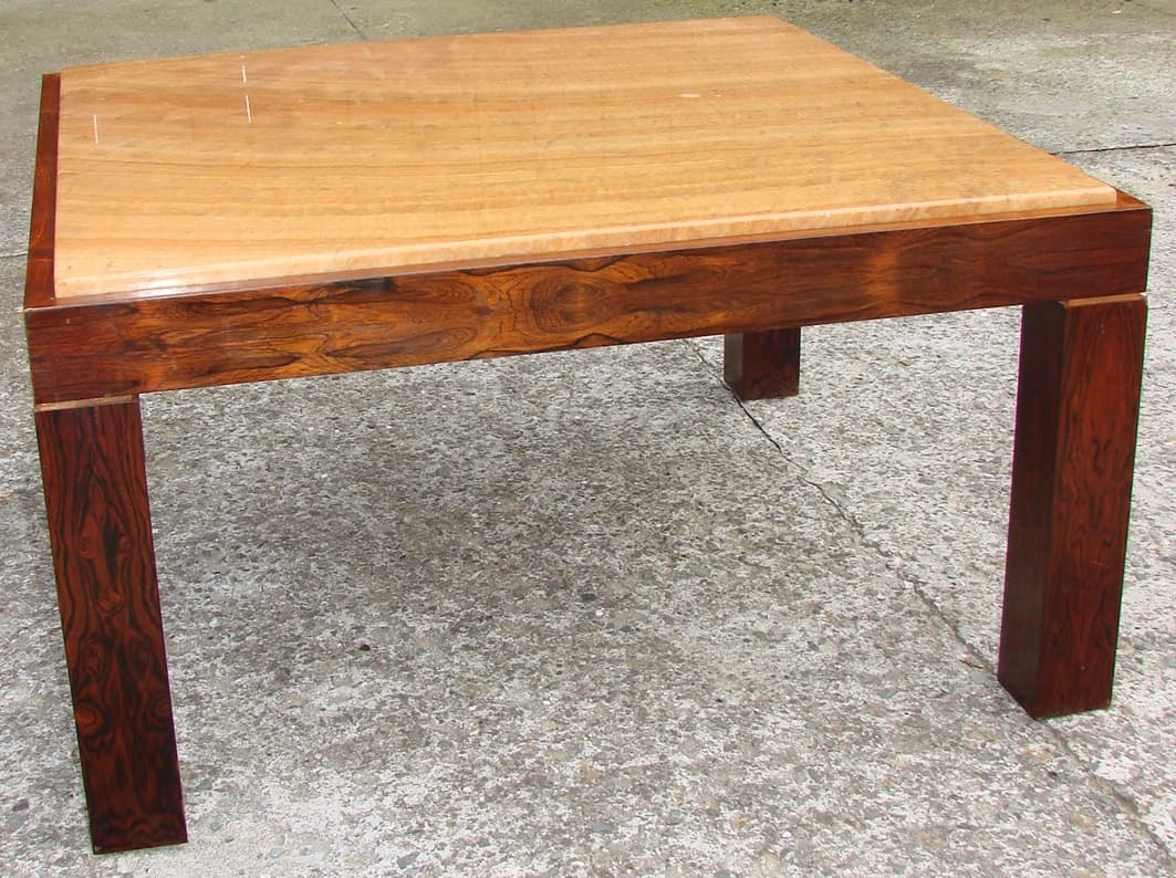 Coffee table, beige stone, rosewood, Germany, 1960s. - 178628