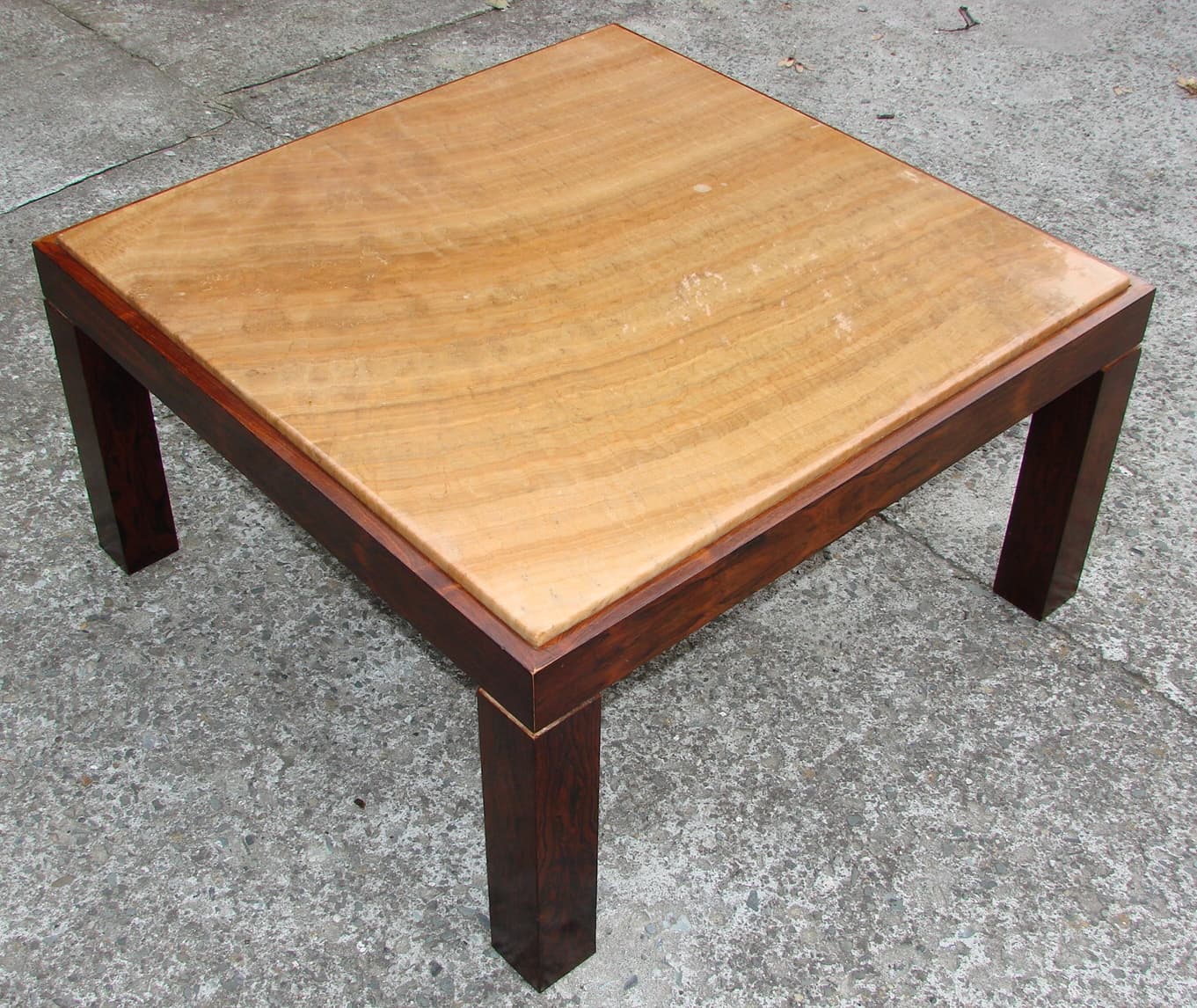 Coffee table, beige stone, rosewood, Germany, 1960s. - 178632