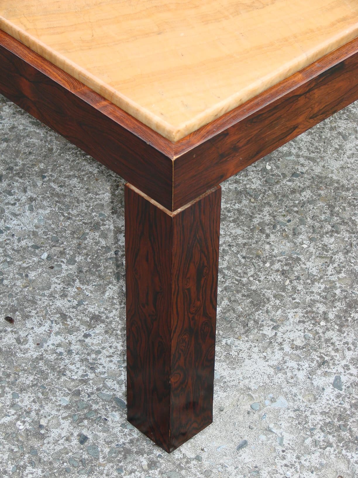 Coffee table, beige stone, rosewood, Germany, 1960s. - 178630