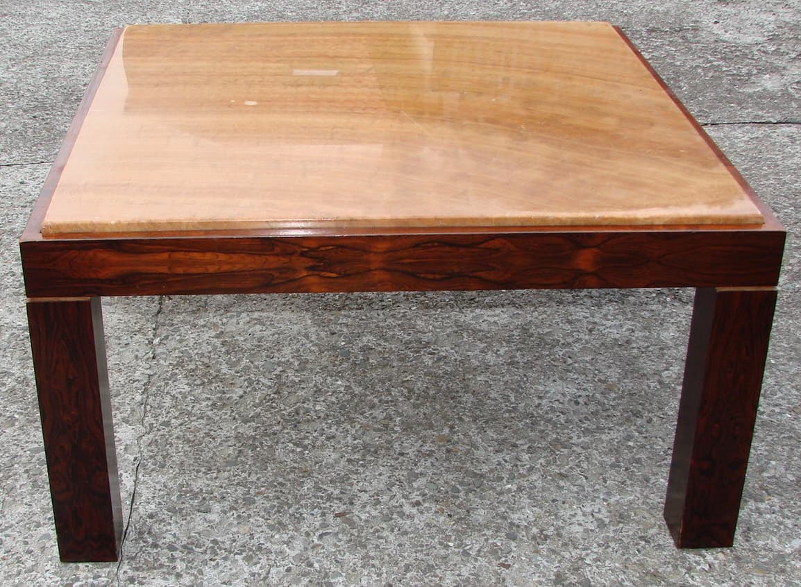 Coffee table, beige stone, rosewood, Germany, 1960s. - 178634