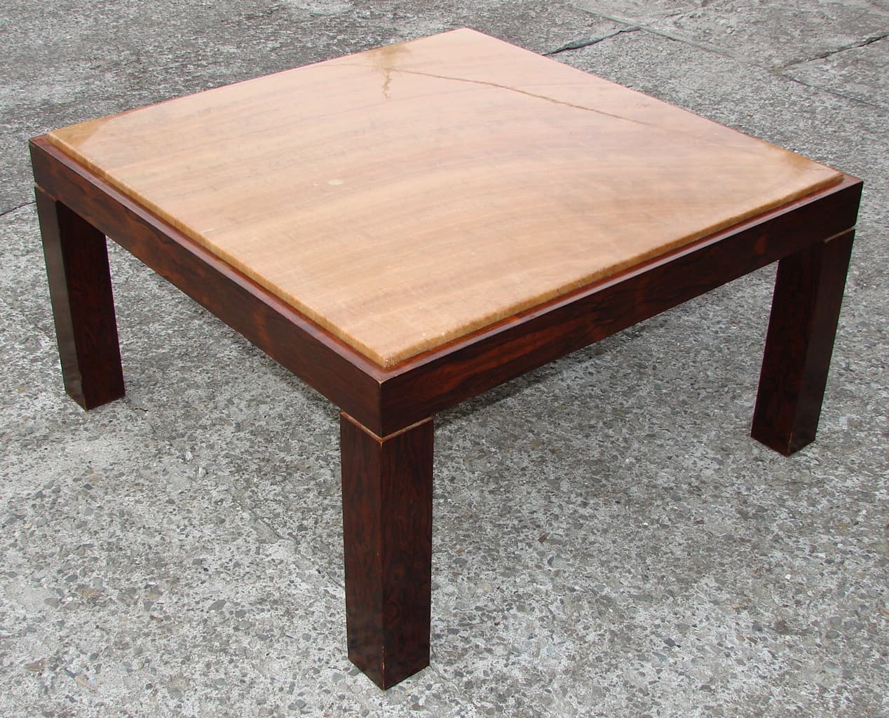 Coffee table, beige stone, rosewood, Germany, 1960s. - 178633