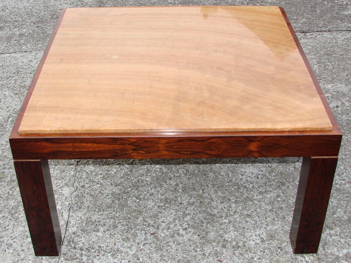 Coffee table, beige stone, rosewood, Germany, 1960s. - 178624